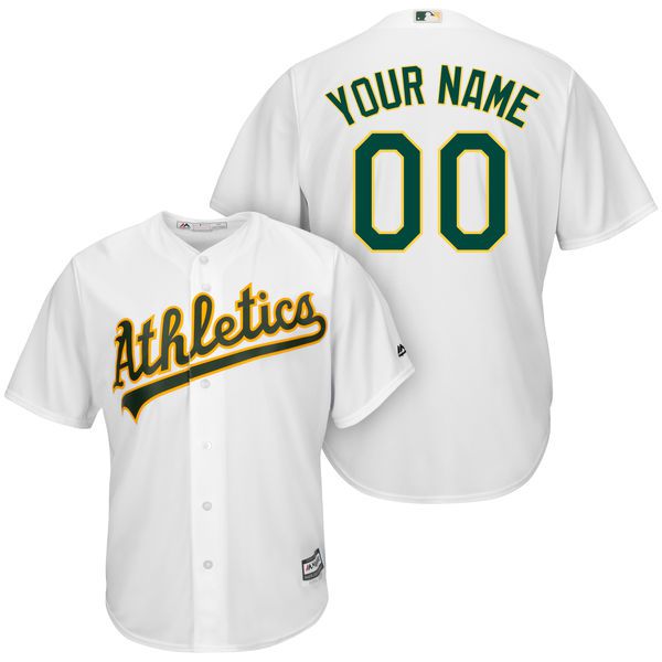 Men Oakland Athletics Majestic White Home Cool Base Custom MLB Jersey->customized mlb jersey->Custom Jersey